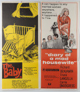 Movie Daybill posters: A collection remainder, including duplicates; all Australian releases. Noted "The Baby", "Laughter in the dark", "Jesse James meets Frankenstein's Daughter", "Frankenstein meets The Wolf Man", etc. (22 items). - 2