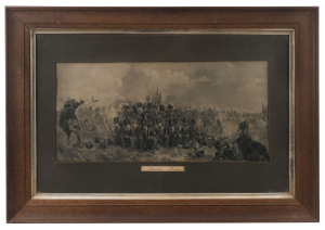 ELIZABETH THOMPSON (1846 - 1933) The 28th Regiment at Quatre Bras, aquatint, 1875, 30 x 63cm. The original oil painting on which this aquatint is based, is in the collection of the National Gallery of Victoria.