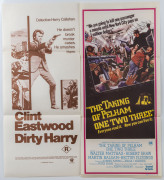 ALL ABOUT GUNS: 1960s-80s daybill posters, all Australian printers/publishers: "Capone", "Open Season", "Skyjack Kidnap", "The Taking Of Pelham One Two Three", "Dirty Harry", "Oklahoma Crude", "Breakout", (7 items). - 2