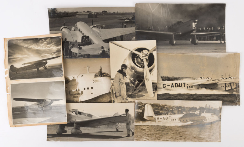 A substantial accumulation of scrapbooks, newspaper clippings, correspondence, original photographs, research notes, etc. Rather untidily stored, so a wonderful opportunity for the student of early aviation in Australia and overseas. Mixed condition. (qty