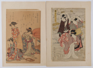 Two Japanese woodblock prints of women, 19th century, 37.5 x 25.5cm and 39 x 26cm