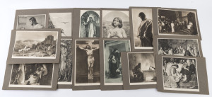 RELIGIOUS ARTWORKS: The Life of Jesus, as depicted by famous classical artists: a collection of (18) prints, circa 1890s, each mounted on a backing card with titles, details of the original artwork and the name of the artist.