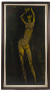 ROBERT COLE-STOKES (South Australia, active 1970s), (Untitled) naked basketballer, acrylic on board, 122 x 61cm.