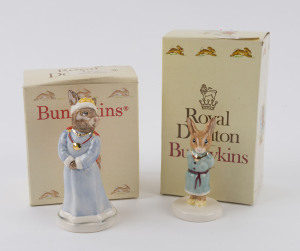 Two Royal Doulton Bunnykins figurines, "Queen Sophie" [DB46] and "Princess Beatrice" [DB47]" in original boxes of issue; circa 1985. (2).