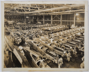 AMERICAN WW2 WARPLANE PRODUCTION: A folder of original photographs from the Curtiss-Wright Corporation, the Allison Division of General Motors, and a two-page text document from The Glenn L. Martin Company, mainly 25 x 20cm. (15 items).