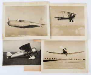 AIRCRAFT OF THE MID-1930s: A collection of original photographs, mixed sizes (the largest being 20 x 25cm), including Vought Pursuit, Scout Bomber, a Polish Single-seat fighter, a Miles Mohawk, a Hawk Trainer, a Beechcraft airlines, North American NA16, a