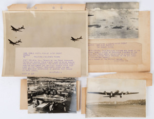 WIDE WORLD PHOTOS: World War Two era original photographs with attached details for possible publication. Subjects include "The Desert Patrol" (Dec.1940), "A Flying Fortress Leaves the Ground" (Nov.1940), "Training Parachute Troops" (Jan.1941), "A Nazi De