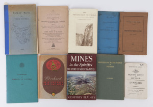 GEOLOGY, MINING, NATURAL RESOURCES & PEST CONTROL: Selection of titles incl. "The Physiography of Victoria" by E. Sherborn Hills (1940), "Bulletins of the Geological Survey of Victoria" (1926) and "Prospectors Guide" (1963) both issued by Department of Mi