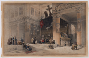 DAVID ROBERTS (1796 - 1864), Chancel of the Church of St. Helena, hand-coloured lithograph from "The Holy Land, Syria, Idumea, Arabia, Egypt & Nubia" (1839), 32.5 x 48cm. (laid down on card).