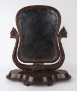 An antique mahogany toilet mirror with carved floral decoration, 19th century, ​85cm high, 70cm wide, 27cm deep