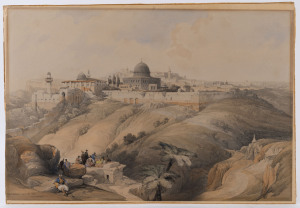 DAVID ROBERTS (1796 - 1864), Jerusalem, April 9th, 1830, hand-coloured lithograph from "The Holy Land, Syria, Idumea, Arabia, Egypt & Nubia" (1839), ​32.5 x 48cm. (laid down on card).
