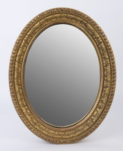 An antique oval gilt frame mirror, 19th century, 50 x 41cm