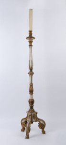 A Florentine torchière, carved timber with cream and gilt painted decoration, 20th century, 154cm high