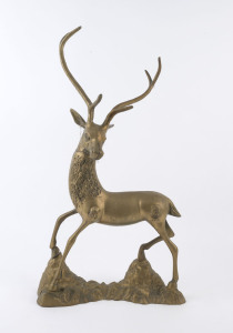 A deer statue, cast brass, 20th century, 62cm high