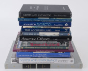 POLAR EXPLORATION: A shelf of books, mainly hardcover with d/jackets, including