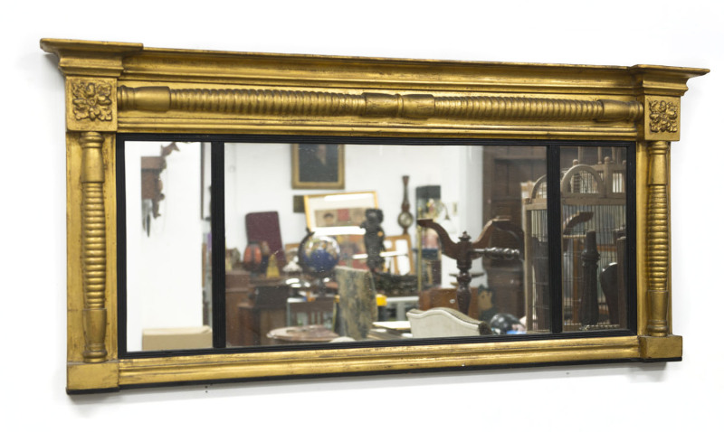 An English Regency over mantel mirror, early 19th century, ​63 x 138cm