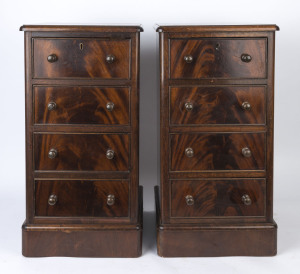 A pair of Victorian style mahogany bedside cabinets, 20th century, 73cm high, 38cm wide, 43cm deep