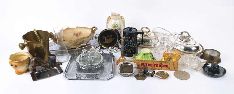 Remains of a collection including silver plated ware, porcelain, glass and crystal, 19th and 20th century, (qty),