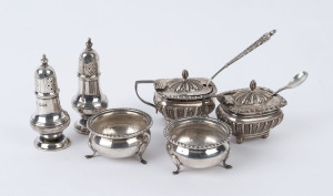 Assorted sterling silver condiments and table wares, 20th century, (8 items), the largest 7cm high, 270 grams total