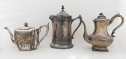 Antique silver plated coffee pot, tea pot and water pot, 19th century, (3 items), the largest 28cm high