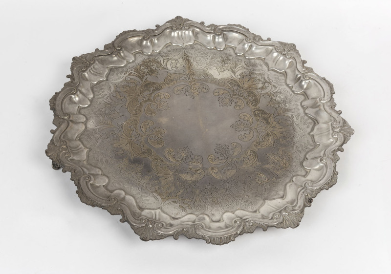 A large Sheffield plate serving tray, 20th century, ​48cm wide