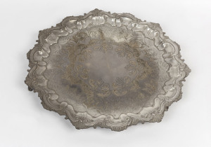 A large Sheffield plate serving tray, 20th century, 48cm wide