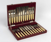 A fish cutlery service in canteen for twelve people by William Drummond & Co., Melbourne, early to mid 20th century, the canteen 34cm wide