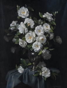 ERNEST BUCKMASTER (1897-1968), White Camellias, oil on canvas, signed lower right "E. Buckmaster", 88 x 68cm