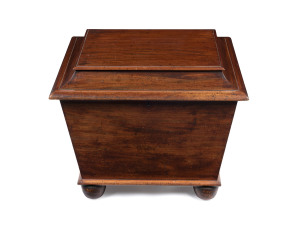 An antique cellarette, mahogany and cedar, circa 1830, 52cm high, 67cm wide, 52cm deep