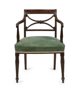 A fine Georgian mahogany carver chair with reeded and fluted decoration, early 19th century, 53cm across the arms