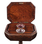 A Georgian mahogany teapoy, lift-top with twin caddy compartments and two mixing bowls, circa 1800, ​74cm high, 47cm wide, 36cm deep - 2