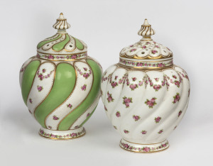 A pair of English porcelain potpourri vases, made for Harrods of London, early 20th century, both missing internal lids, ​17cm high