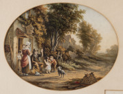 A pair of antique oval lithographic prints titled "The Pedler" and "The Millstream Towing The Prize", 19th century, framed and glazed, both 23 x 27cm overall - 2
