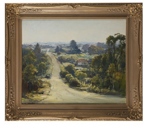 ROBERT JOHNSON (1890-1964), Eastwood Farm Lands, oil on canvas board, signed lower left "Robert Johnson", Art Lovers Gallery label verso with 85 guinea price tag, 45 x 55cm