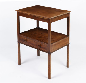 An antique mahogany side table with single drawer in the Georgian style, 19th century, 75cm high, 58cm wide, 42cm deep