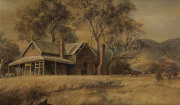A set of three framed oleographs of Australian historical buildings, mid 20th century, 30 x 40cm each overall