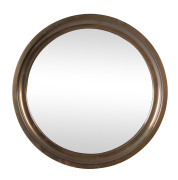 An antique circular mirror with brass frame, late 19th century, 44cm diameter