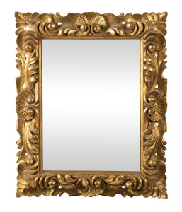 An Italian ornate gilt framed mirror, carved giltwood, 20th century, 56 x 45cm overall