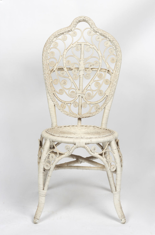 A conservatory chair, painted cane, early 20th century