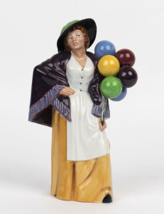 ROYAL DOULTON "Balloon Lady" (HN 2935), English porcelain statue, 1983 limited edition, green factory mark to base, ​22cm high