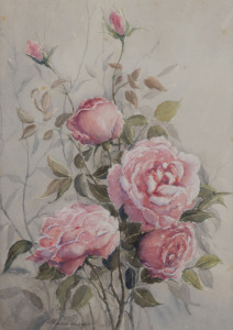MARCIA KNIGHT (Australian), pair of rose floral studies c1950, watercolour, signed lower left "Marcia Knight", 33 x 22cm overall