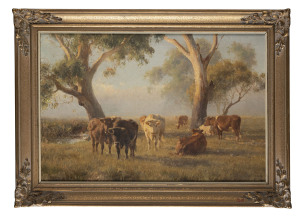 JAN HENDRIK SCHELTEMA (1861-1941), grazing cattle, oil on canvas, signed lower right "J. H. Scheltema", 41 x 61cm