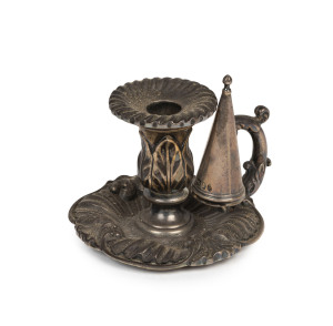 A Georgian sterling silver lady's candle holder and snuff, early 19th century, 6cm high, 10cm wide, 132 grams