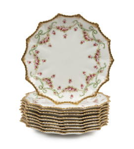 AYNSLEY set of 10 English porcelain dessert plates, early 20th century, 21cm wide