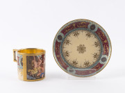 VIENNA PORCELAIN "Neptune and Hermione" fine cabinet cup and saucer, early 19th century, beehive mark to base, the saucer 13cm high