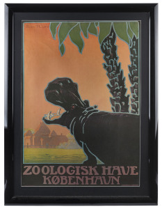 SVEN HENRIKSEN (1890 - 1935), ZOOLOGISK HAVE KOBENHAVN, 1914, The Hippopotamus, printed by Andreas & Lachmann Ltd., 86 x 62cm (framed & glazed, 106 x 80cm overall).