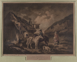 W. WARD, after GEORGE MORLAND (1763 - 1804), Hand-coloured engravings titled "The Thatcher" (published 1783), "The Dairy Farm" (1788) and "Cottagers" (1791), all framed (2 glazed), each overall 63 x 80cm (approx.).