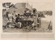 "A Country Cricket Match" from a painting by John Reid, as a double-page spread in the July 12, 1879 edition of "Harper's Weekly". [The original oil painting is in the Tate Britain]; overall 41 x55.5cm. Also, "Sketches at the Eton and Harrow Cricket-Match