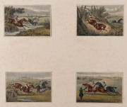 THE STEEPLECHASE: ARTIST UNKNOWN: A group of seven (7) original hand-coloured aquatints, circa 1830, depicting dramatic events during a steeplechase. Three are 11.5 x 19.2cm; four are 9 x 13.8cm. - 2