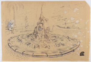 COLIN COLAHAN (Australia, 1897-1987) A group of watercolour sketches and designs including a proposal for a fountain for Ventimiglia, another fountain design, European folk types, etc., several signed; various sizes, the largest 45 x 61cm. (8 items).
